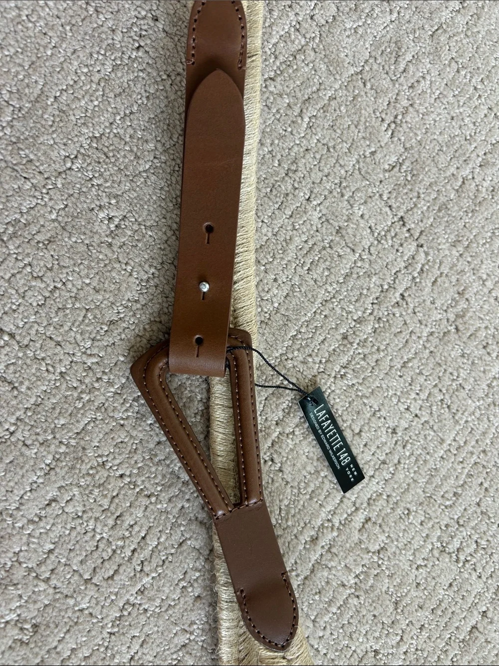 Lafayette 148 New York Natural and Brown Braided Raffia Belt
